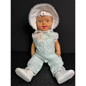 Vintage Baby Doll in Mint Quilt Outfit with Bonnet