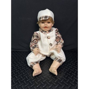 Boyds White Fabric Baby Doll with Plaid Outfit, 1 Piece