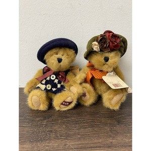 Boyds Bears Plush Teddy Bear Pair with Hats and Tags