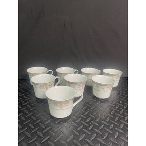 Coronet White Fine China Floral Band Cups Set of 7