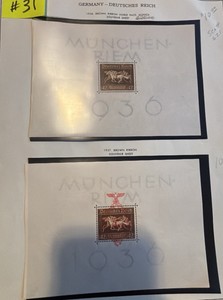 Stamps, Postage Germany-Deutsches Reich Souvenir sheet 1936 1937 Munich Horse Race
