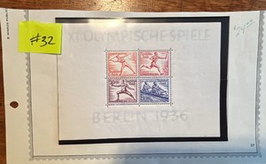 Stamps, Postage Germany-Deutsches Reich Souvenir Sheet 1936 Berlin Olympic