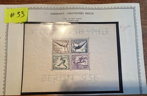 Stamps, Postage Germany-Deutsches Reich Souvenir Sheet 1936 Berlin Olympic
