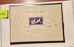 Stamps, Postage Danzig 1937 Souvenir Sheet Luftpost DAPOSATA