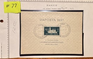 Stamps, Postage Danzig 1937 Souvenir Sheet Dapostada