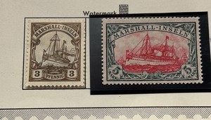 Stamps, Marshall Islands-Marshall Inseln Postage Pfening 5 Mark Kaiser Yacht
