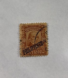 Stamps, US Postage Phillipines over stamp 1904 Daniel Weber 10 Cent