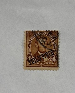 Stamps, US Postage Phillipines over stamp 1901 4 Cent Abraham Lincoln