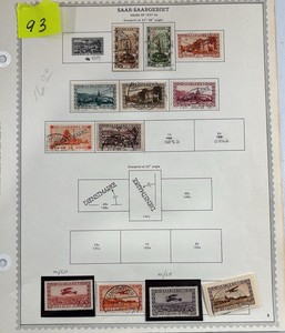 Stamps, SAAR-SAARGEBIET German Reich Postage 1927-1934 Biplane over Saarbrucken