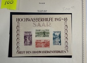 Stamps, SAAR Postage 1948 Flood Relief Souvenir sheet Scott B64A