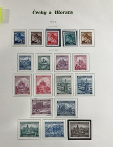 Stamps, Cechy a Morava Postage 1939 20 Korun Bohemian set Charles Bridge