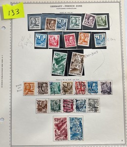 Stamps, Germany-French zone Postage 1947-48 occupation Wurttemberg Hohenzollern