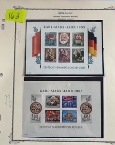 Stamps, Germany 1953 Souvenir Sheets Karl Marx 70th Anniversary Postage