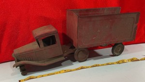 Vintage Cast Metal Truck Red Rusty Red Toy