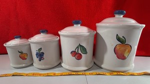 Ceramic Kitchen Flour Sugar Spice Cover Canisters Flowers JAY