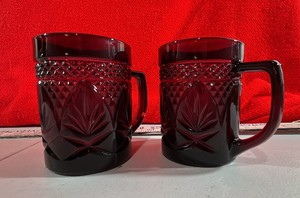 EAPG Pressed Glass Ruby Red cups mugs vintage