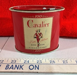 Vintage Cavalier Cigarettes Tin Can Red canister advertising