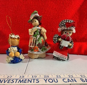 Corn Husk Paper Mache Christmas ornaments holiday Decor