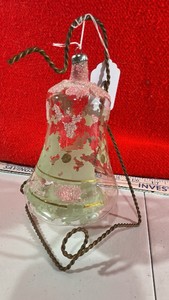 Vintage Large Un silvered Glass Bell ornament holiday Christmas