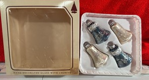 Glass Bell Christmas Tree ornaments by Krebs Glitter Holiday Decoration
