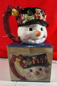 Large Christmas snowman mug porcelain Holiday Decoration