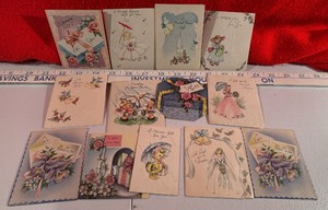 Lot Vintage Baby Wedding Floral Shower greeting cards used