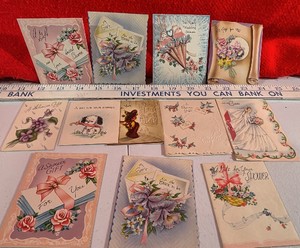 Lot Vintage Baby Wedding Floral Puppy Shower greeting cards used