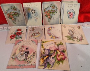 Lot Vintage Baby Wedding Floral Shower greeting cards used