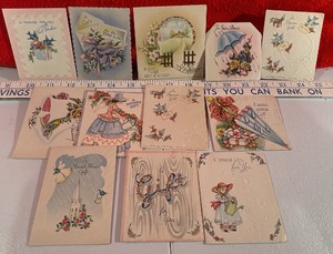 Lot Vintage Baby Wedding Floral Shower greeting cards used
