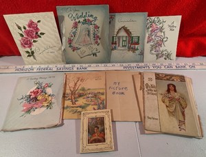 Lot Vintage 3D Wedding Scrap book, Religious greeting cards used