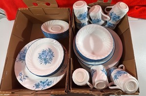 Corelle dishes Blue and White Roses Plates Platters Bowls Dinnerware Set