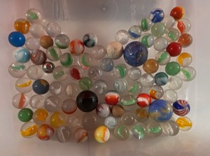 Vintage Glass clay Steeley marbles Cats Eye Swirls