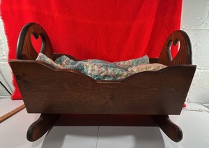 Vinrage wood cradle Doll Bed Heart