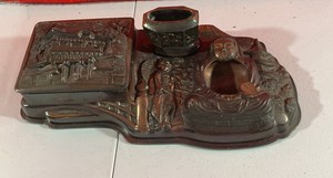 Vote Nathen Bronze Tone Cigarette Ashtray Oriental