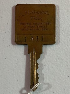 Vintage Brass hotel key, Arlington plaza Reno Nevada