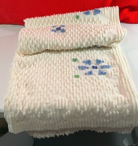 Vintage Chenille Curtain Panel Material White 72x36