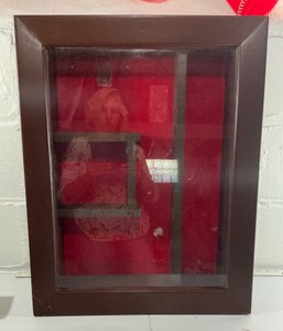 Vintage Display Case Wood Glass Covered Table top or hang on wall