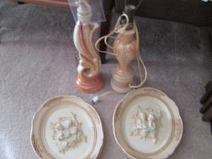 Vintage Aladdin Alacite glass table...