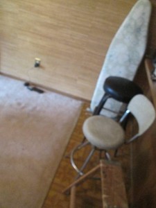 Metal ironing board and stool set w...