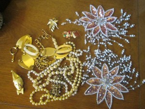 Assorted metal and beaded necklaces...