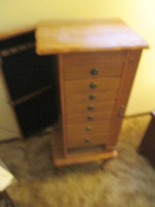 Traditional wood jewelry armoire wi...