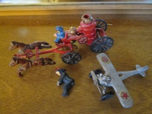 Antique cast iron replica horse and...