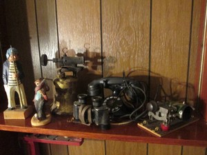 Vintage Torch, telephone, carved wo...