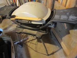 Weber portable gas grill with rolli...