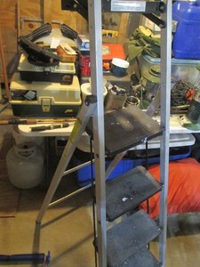 Folding painters step ladder with w...