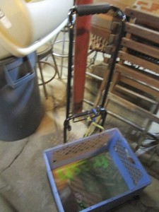 Fold-up luggage cart with plastic c...