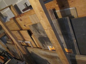 Rolling framed 8ft wood cart contai...