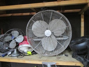 Assorted size desk fans plus freest...