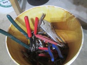 Variety of channel locks, pliers an...