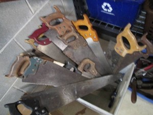 Collection of vintage hand saws